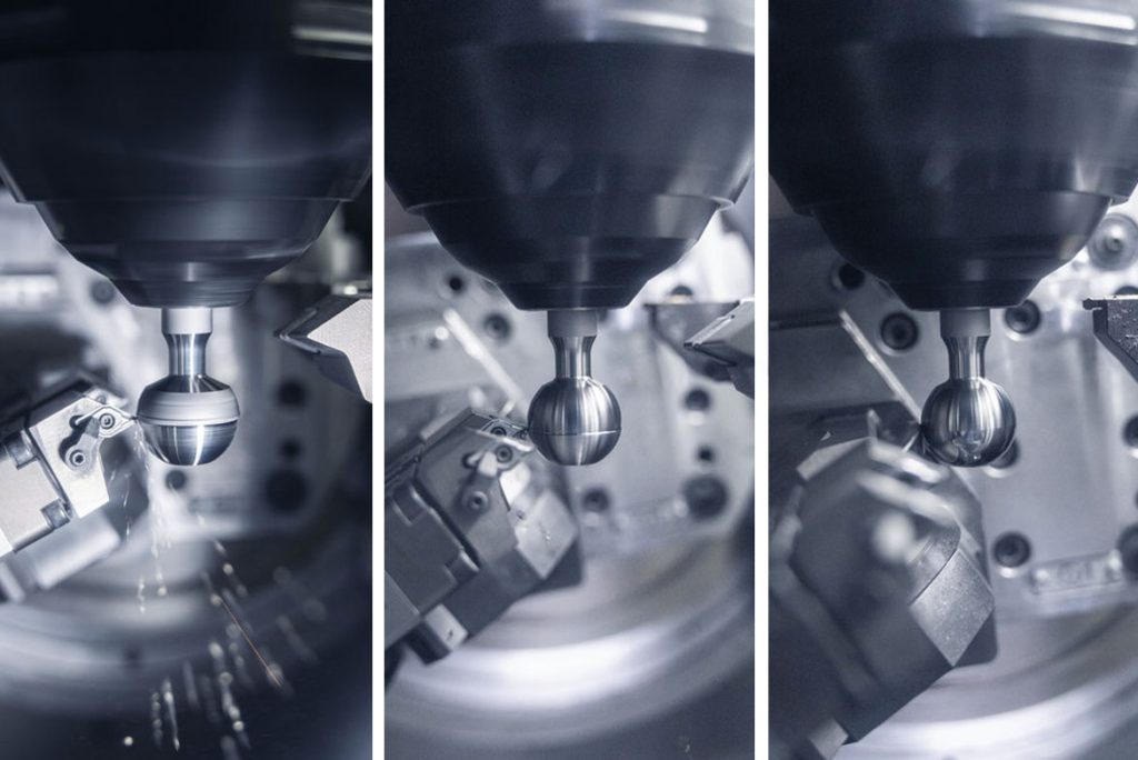 Precision ball machining in the VST 50 with rotating B-axis and finely tuned tools.