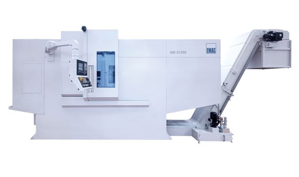 Front view of the EMAG USC 21 / 290, clearly showing the control panel, work area access and robust machine construction.