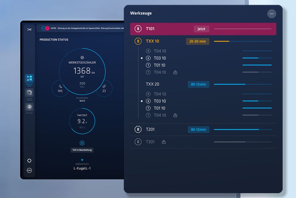 Display of the tool change forecast for planning and avoiding production interruptions