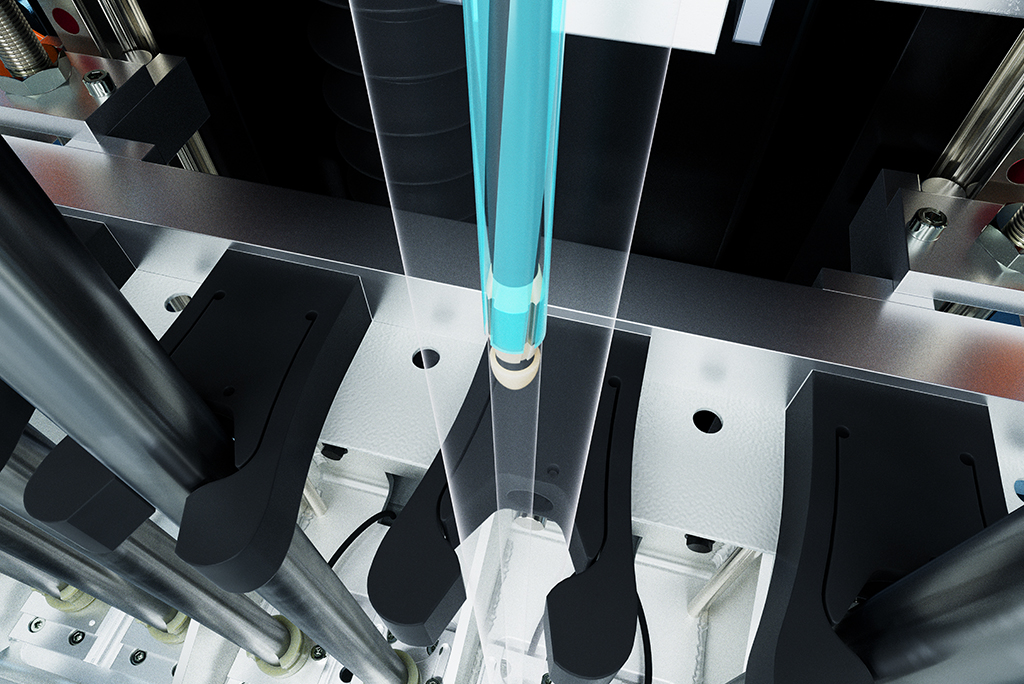 During ECM Rifling the cathodes enter the tube blank and remove the excess material.