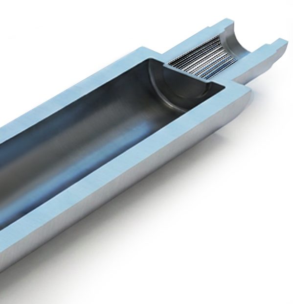 Cross-section of the internal gear teeth on a rotor shaft.